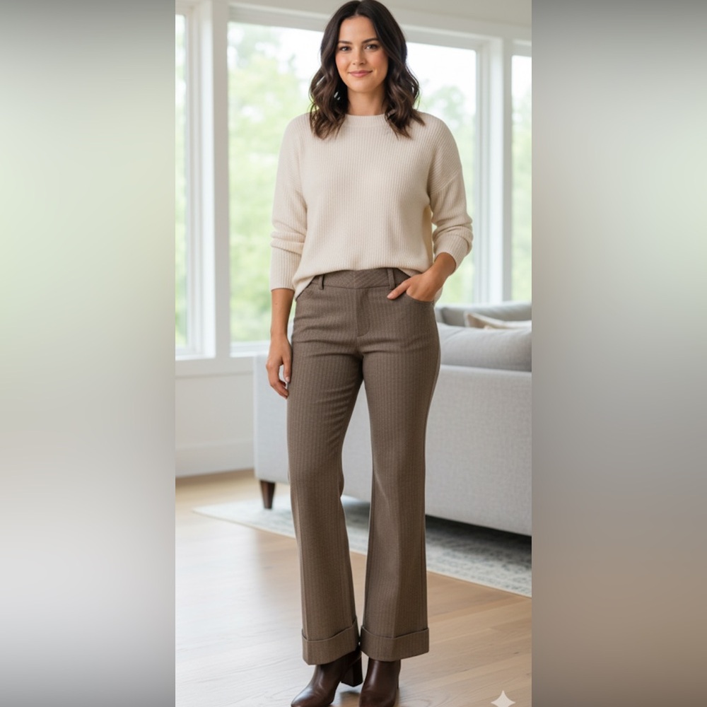 Apt. 9 Ava pant Brown herringbone Flare Pants size 12